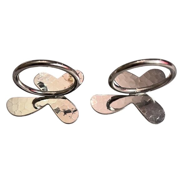 Neiman Marcus Hammered Silver Butterfly Napkin Rings Set Of 2 - Picture 5 of 6